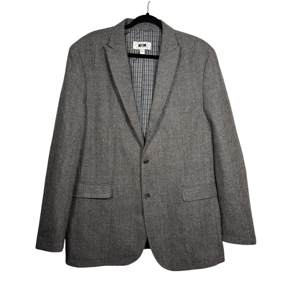 Joseph Abboud Mens Herringbone Tweed Sport Coat Size XL Tall Gray Wool Blend
